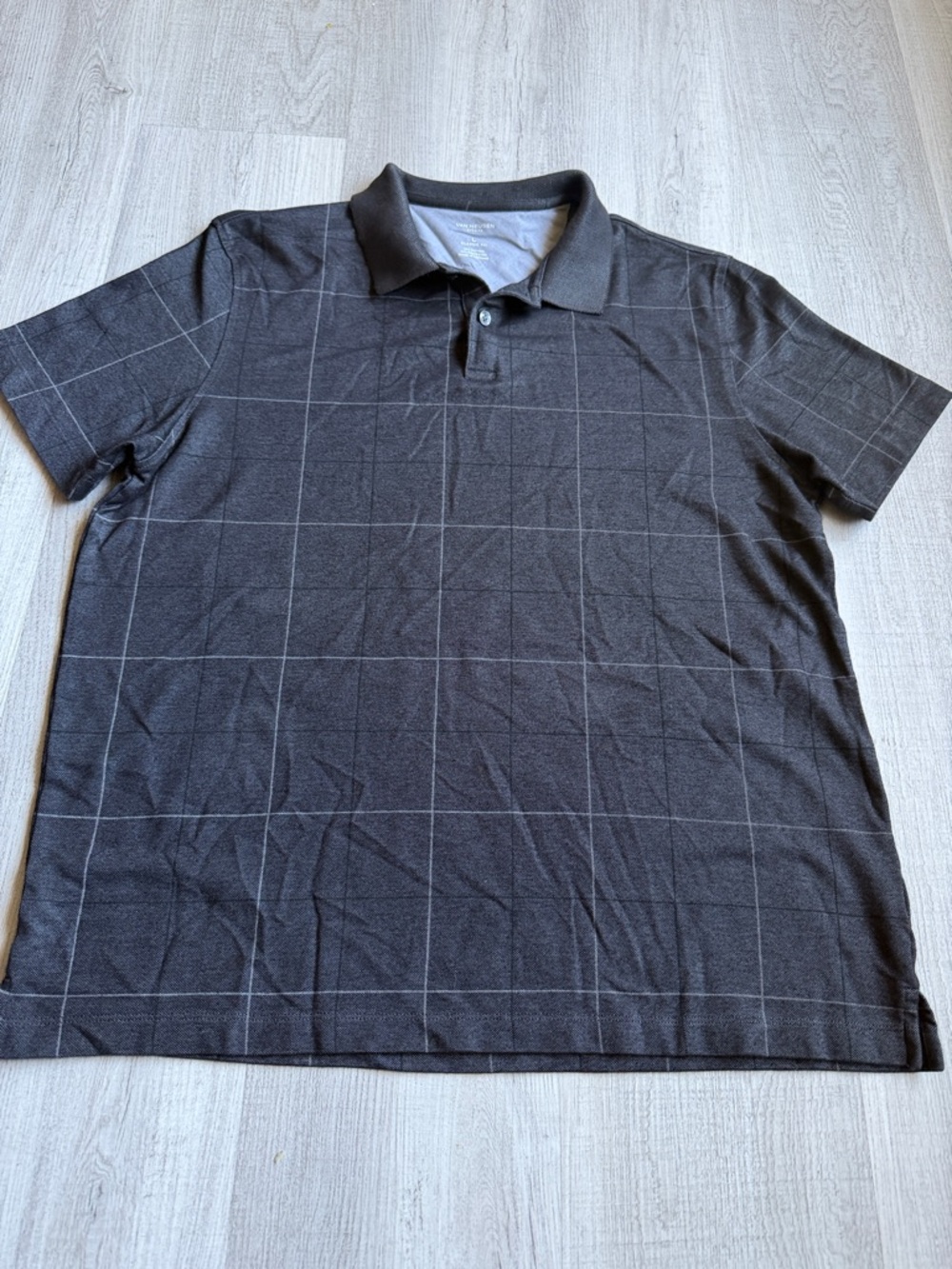 Van Heusen Men's Charcoal Windowpane Polo